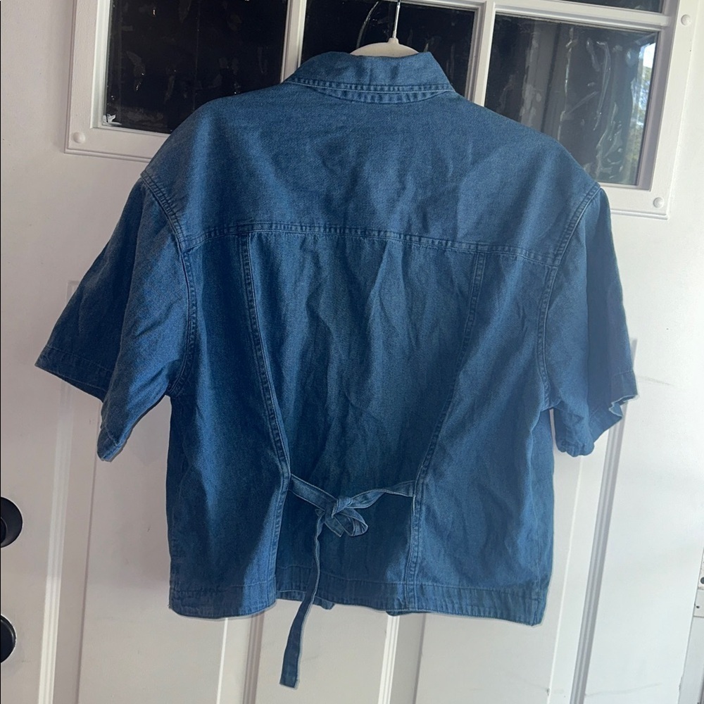 Vintage Blue Denim Safari Embroidered Blouse - Picture 5 of 5